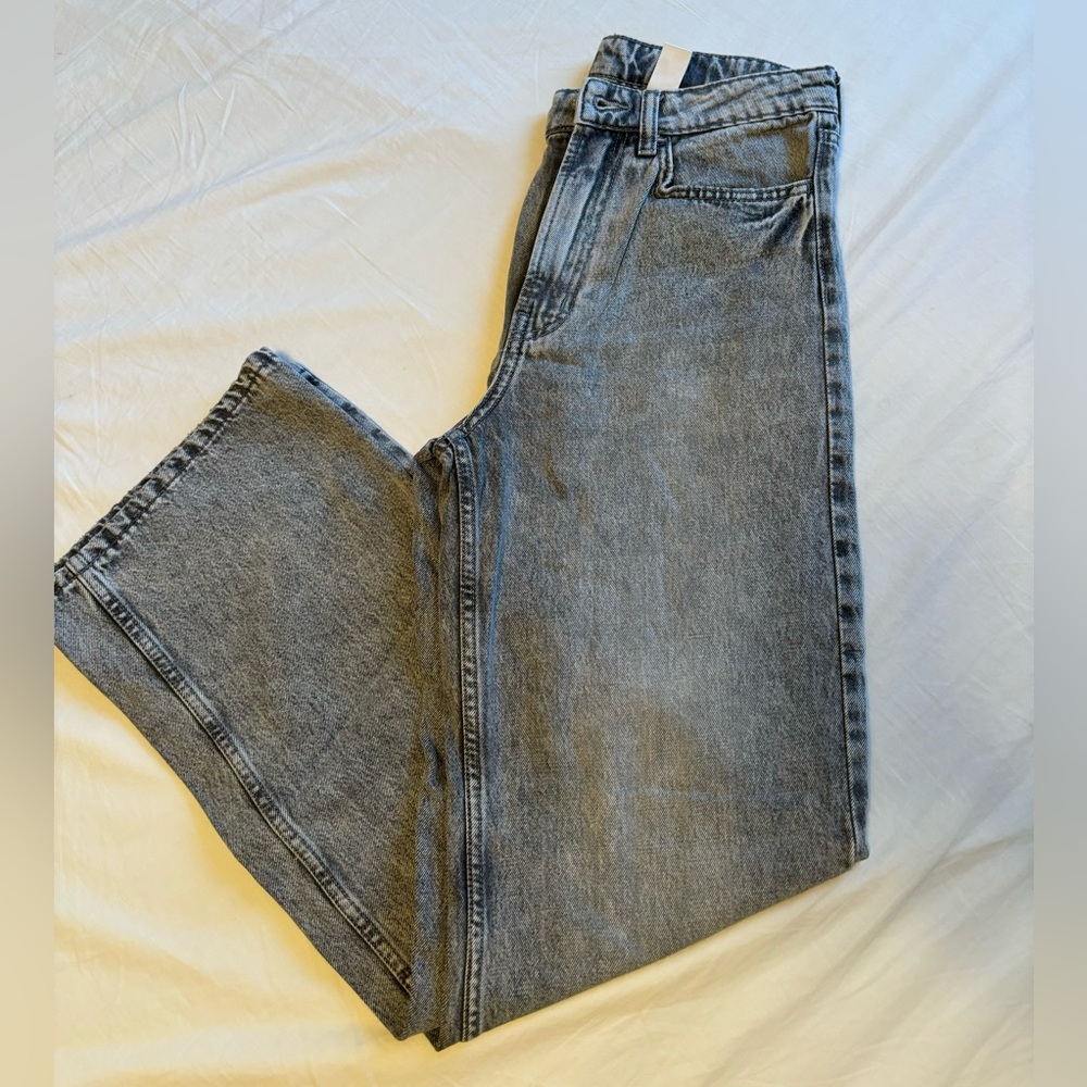 Black/Grey Wide Leg, High Waisted Jeans